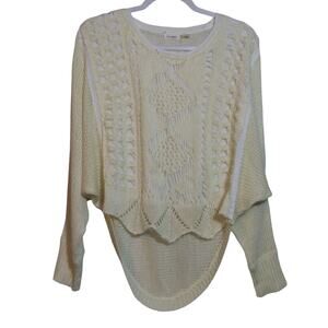 Blu Pepper Cream Knit High Low Women's Sweater Size L